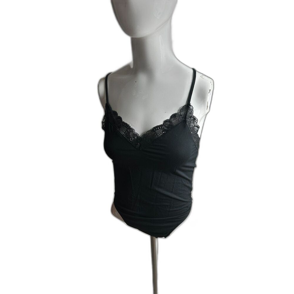 Victoria's Secret Cami Body Suit Lace Trim V Neck Size S/P Cross Body Back NWT